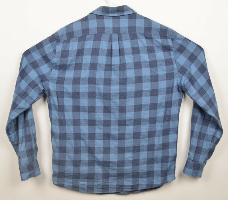 Marine Layer Men's Large Blue Navy Buffalo Plaid Check Casual Button-Front Shirt