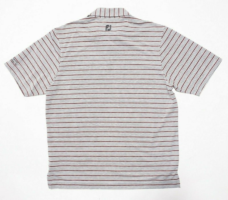 FootJoy Golf Shirt XL Men's Polo White Gray Red Striped Wicking Stretch