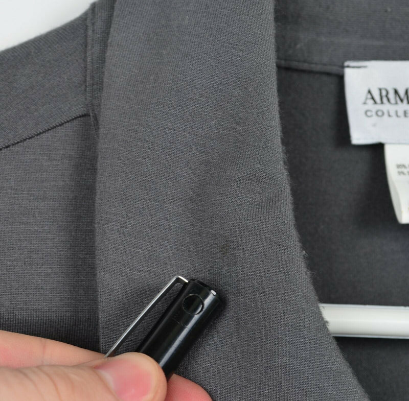Armani Collezioni Men's 2XL Modal Spandex Stretch Solid Gray Button-Front Shirt