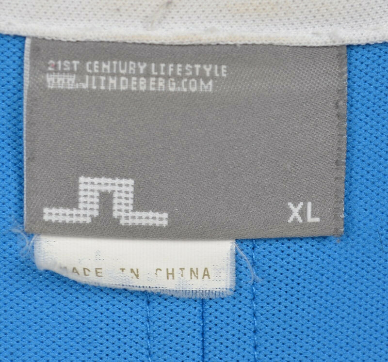 J. Lindeberg Men's XL Blue Logo Fieldsensor Polyester Wicking Golf Polo Shirt
