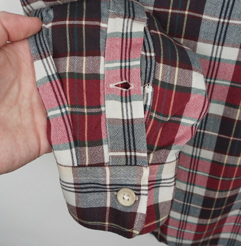 Polo Ralph Lauren Men's Large Collier 100% Rayon Red Plaid Button-Front Shirt