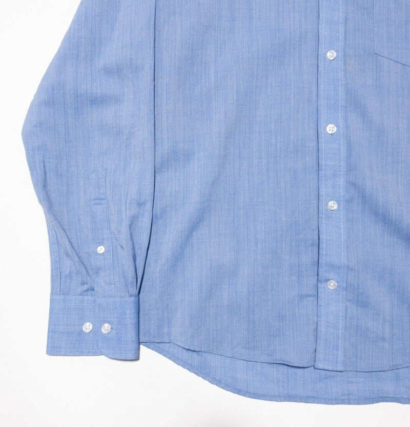 Wool & Prince Shirt Men's Medium Button-Down Blue Worsted Wool Long Sleeve