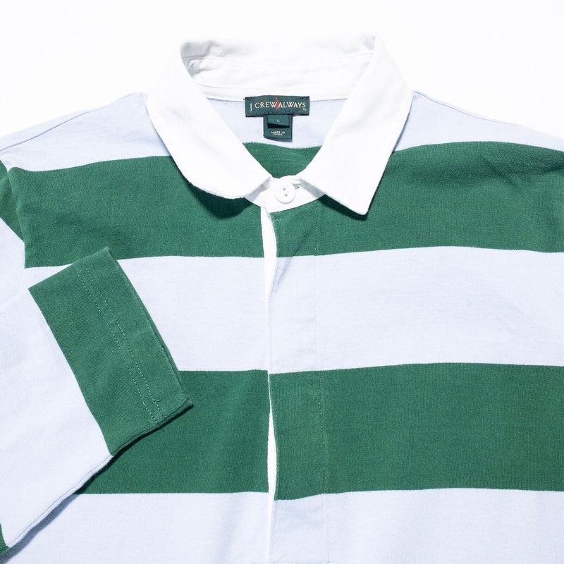 J. Crew Rugby Shirt Women's Large 1984 Rugby Green Striped Long Sleeve G8325