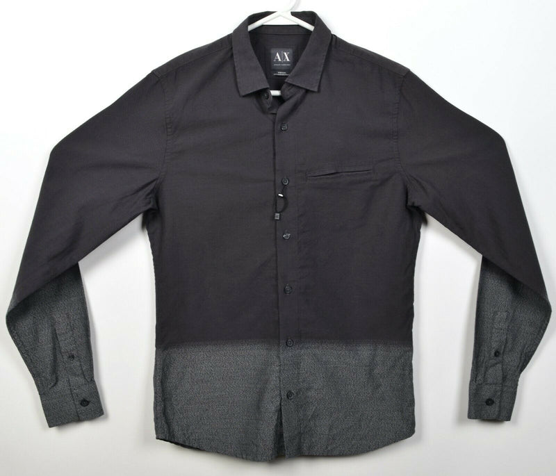 Armani Exchange A|X Men's XS Black Gray Two-Tone Button-Front Shirt