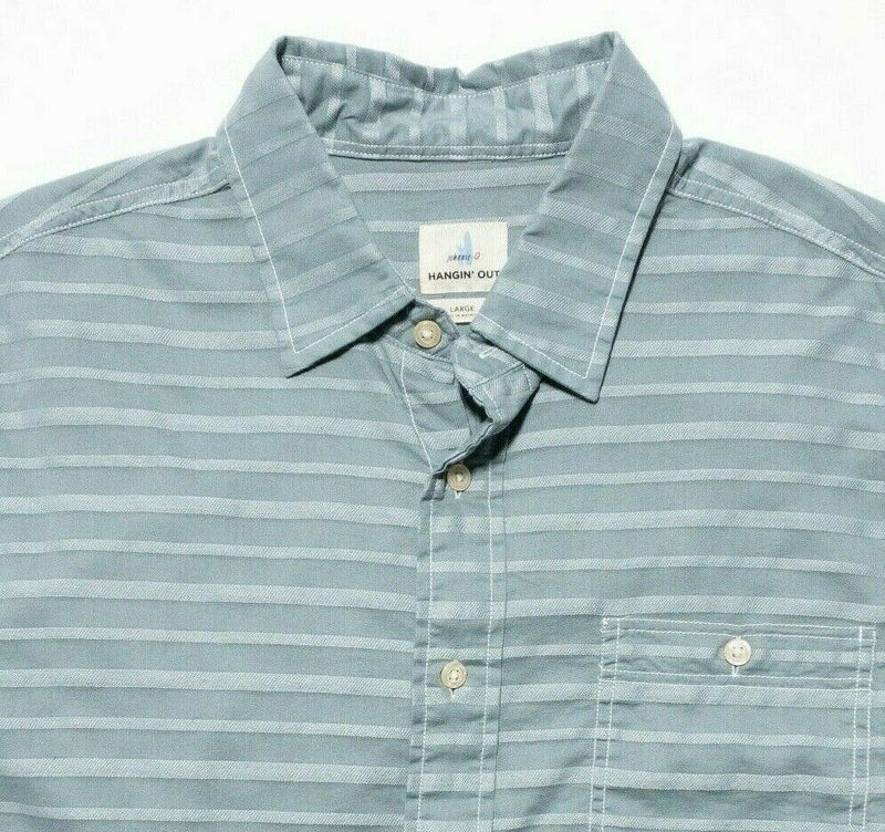 johnnie-O Hanging Out Shirt Large Men's Green Striped Short Sleeve Button-Front