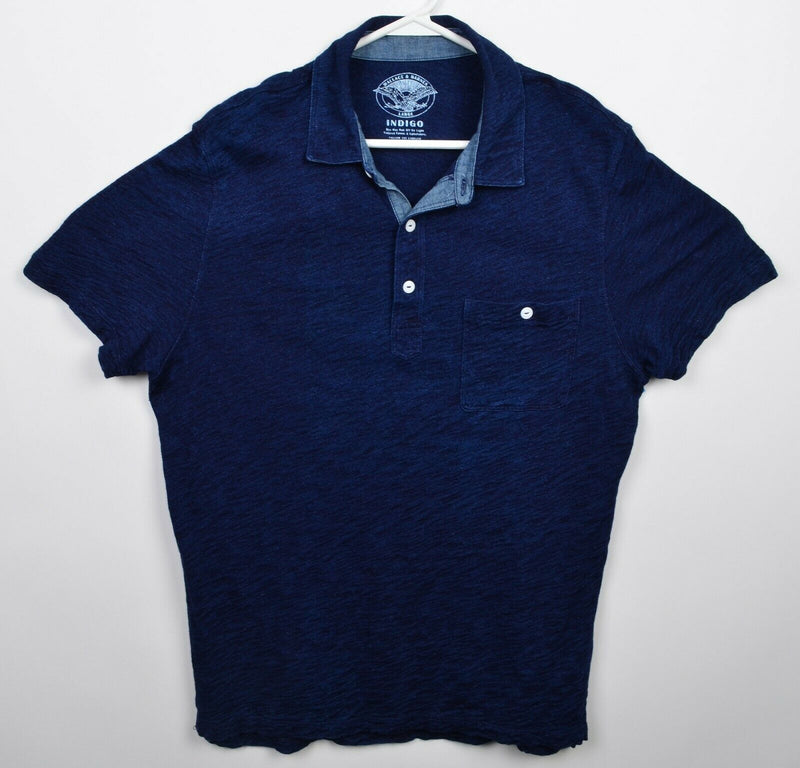 Wallace & Barnes Indigo Men's Large Navy Blue J. Crew Short Sleeve Polo Shirt