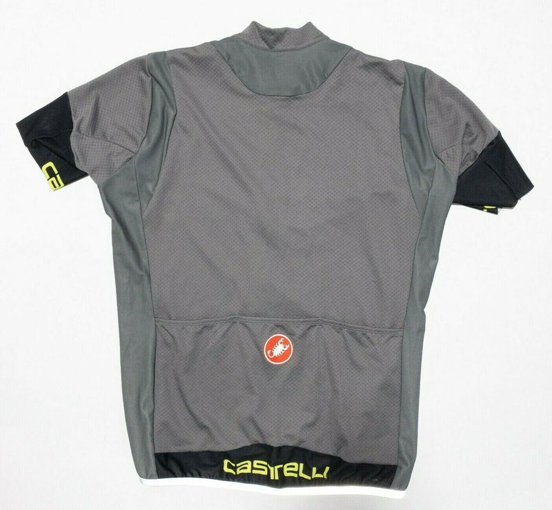 Castelli Cycling Jersey Men's Large Full Zip Gray Neon Accent Short Sleeve