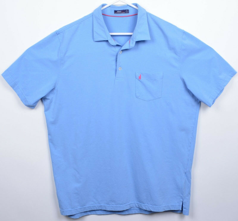 Johnnie-O Men's XL Solid Blue Pink Surfer Logo Preppy Pocket Polo Shirt