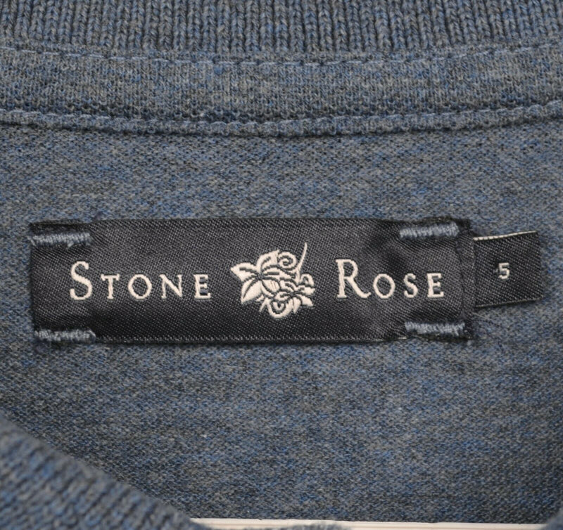 Stone Rose Men's 5 (XL) Paisley Floral Blue Short Sleeve Designer Polo Shirt
