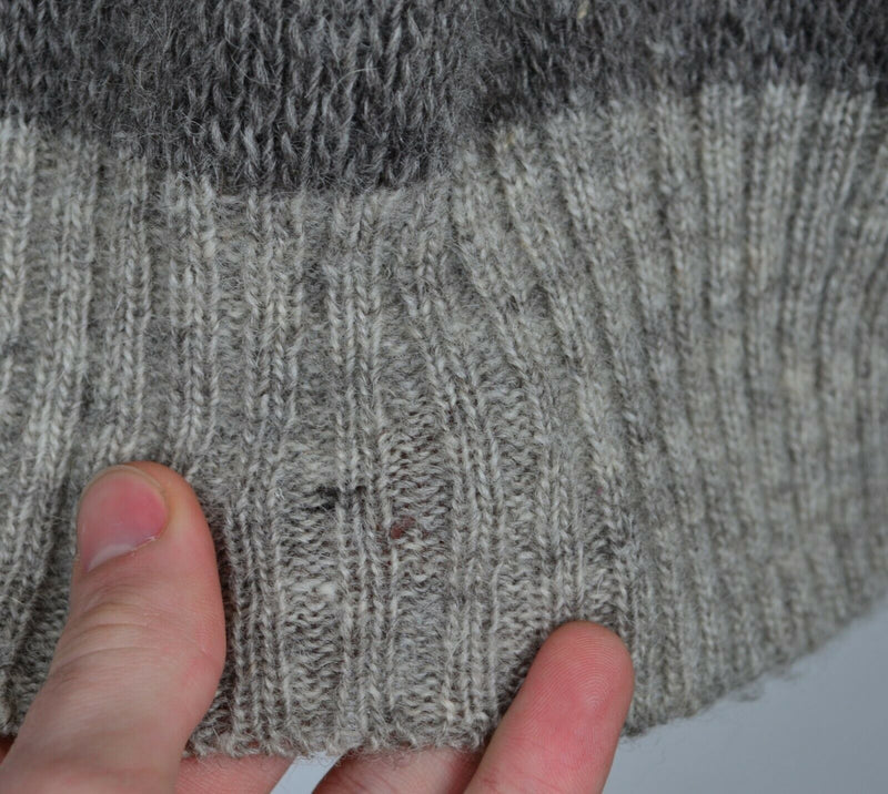 Vtg Hilda Ltd. Men's Sz XL 100% Wool Nordic Iceland Geometric HOLE STAIN Sweater