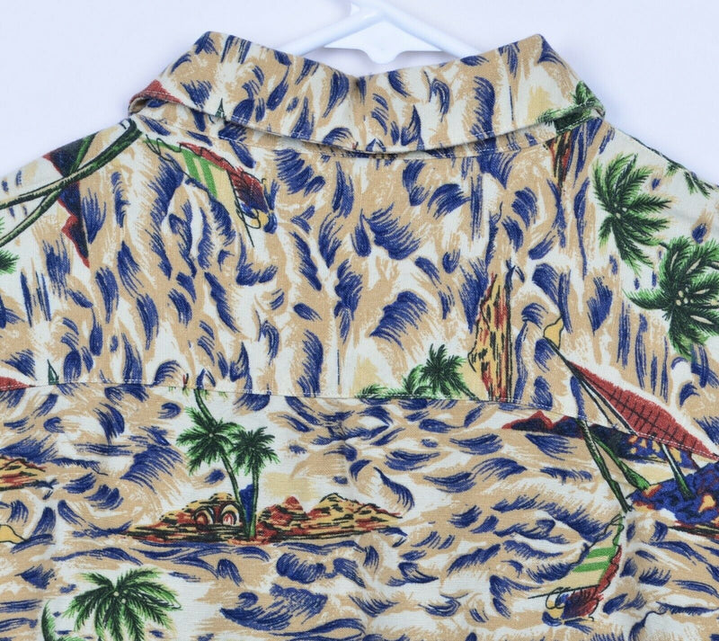GANT Men's Large Linen Rayon Blend Tropical Animal Island Print Lounge Shirt