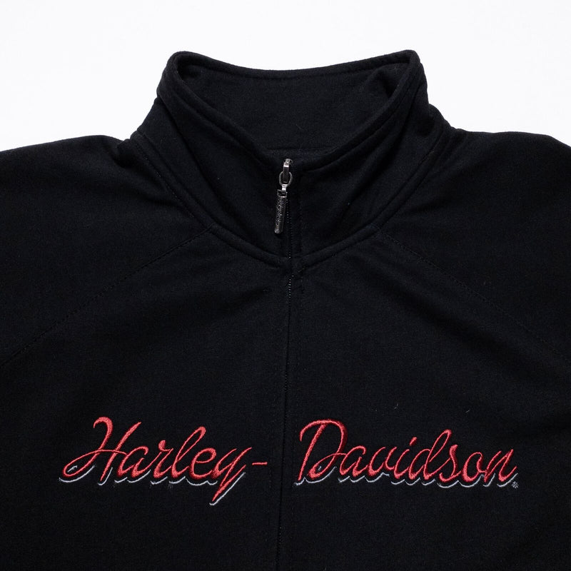 Harley-Davidson Fleece Jacket Women's Large Vintage Y2K Black Red Colorblock