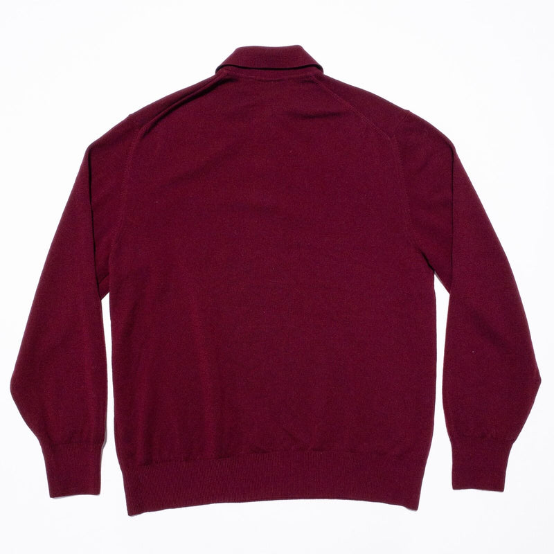 Barneys New York Sweater Men's Small Merino Wool Collared Long Sleeve Italy Red