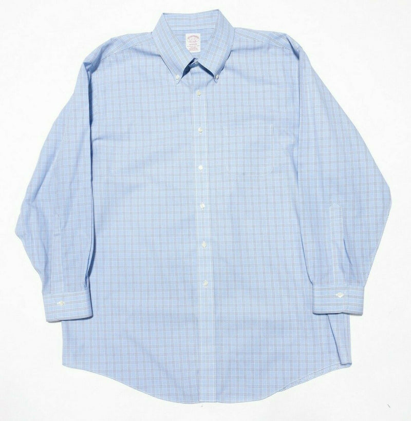 Brooks Brothers Men's 17-33 Non-Iron Madison Dress Shirt Button-Down Blue Plaid