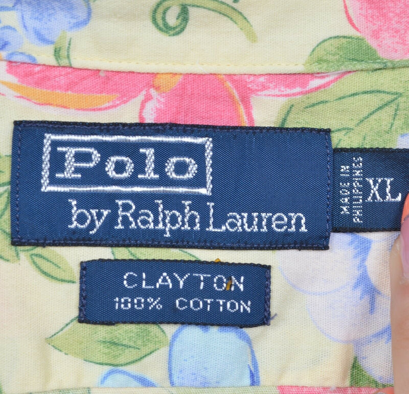 Polo Ralph Lauren Men's XL Floral Pink Yellow Green Clayton Hawaiian Camp Shirt