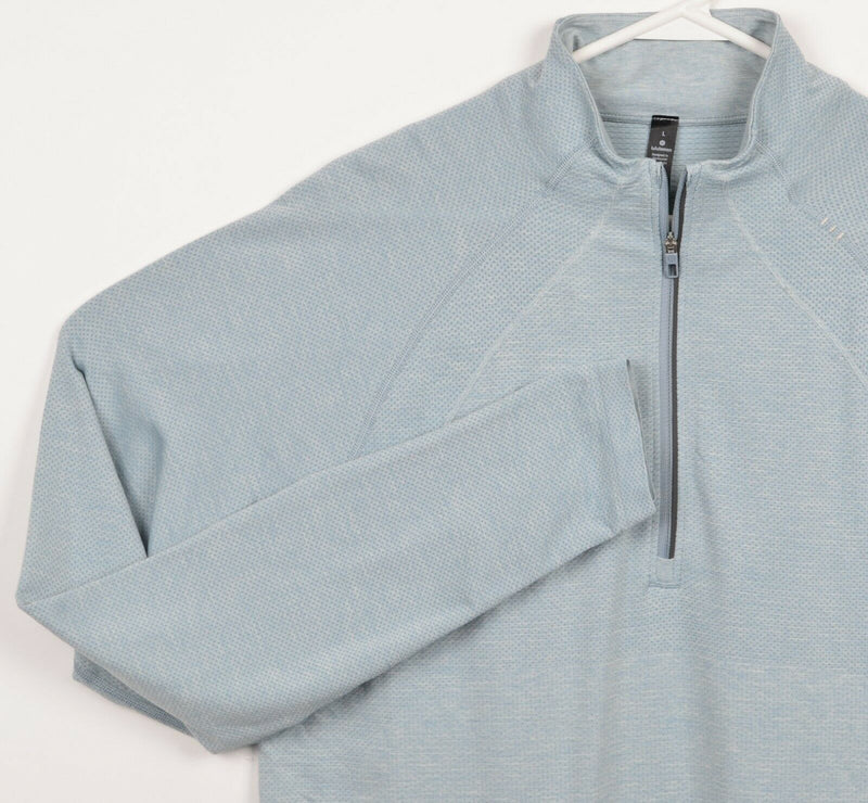 Lululemon Men's Large Metal Vent Tech 1/2 Zip 2.0 Athleisure Light Blue Top