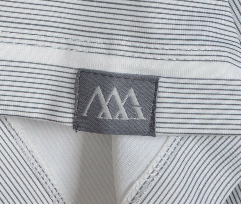 Matte Grey Men's Large Gray Striped Polyester Elastane Wicking Golf Polo Shirt