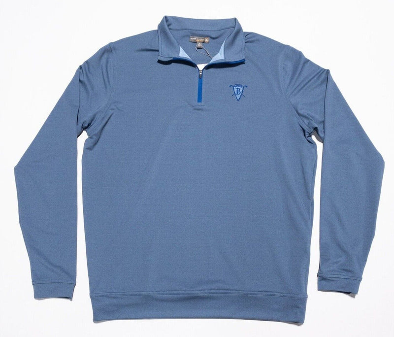 Peter Millar 1/4 Zip Men's Medium Perth Pullover Blue Golf Wicking Crown Sport