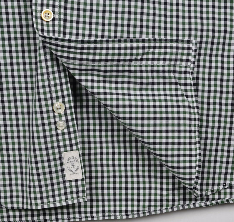 Todd Snyder Men's 16.5 34/35 (Large) Navy Green Plaid Check Button-Front Shirt