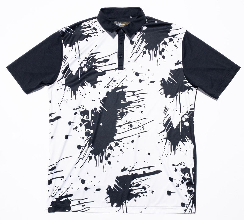 Loudmouth Golf Polo 2XL Men's Shirt Splatter Paint Black White Wicking Stretch