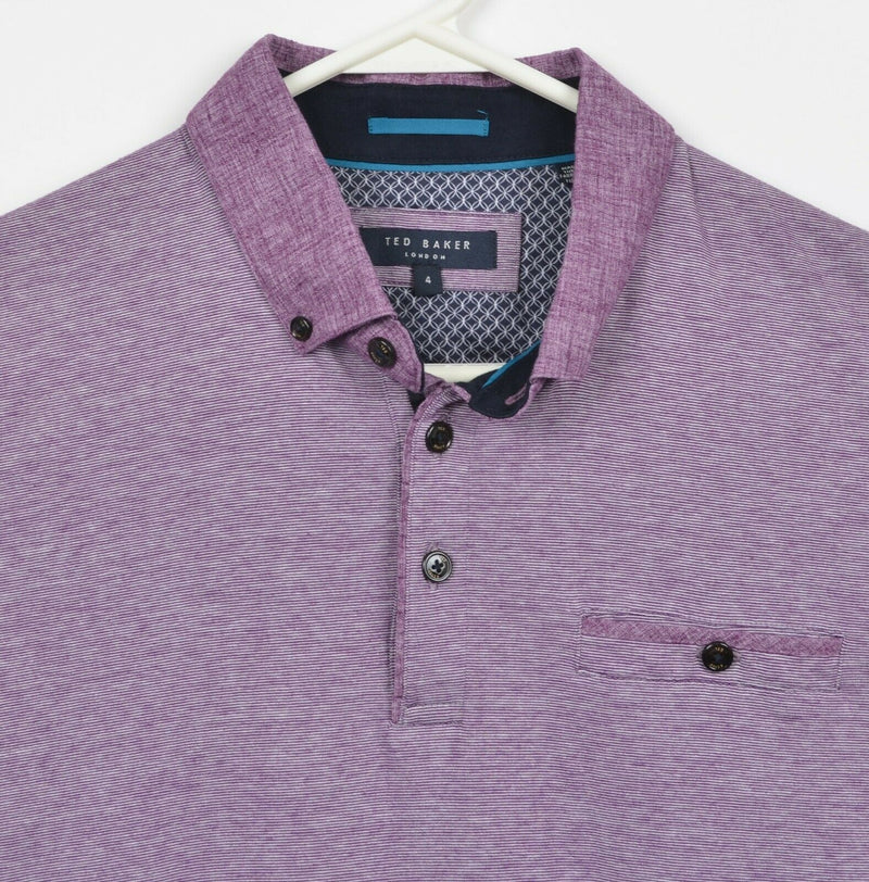 Ted Baker London Men's Sz 4 Heather Purple Short Sleeve Pocket Polo Shirt