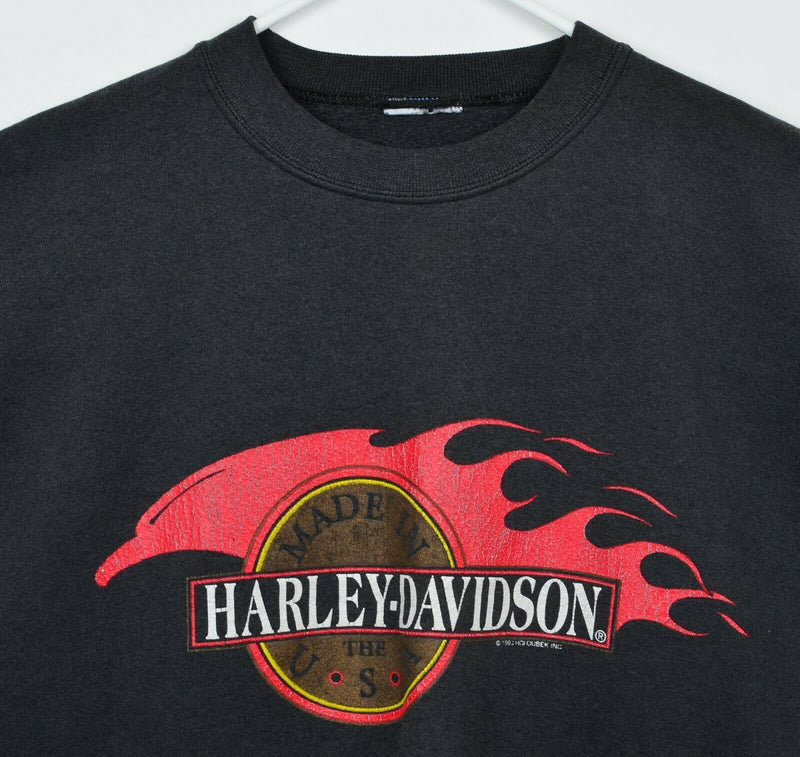 Vintage 90s Harley-Davidson Men's XL? Flames Sleeves Made in USA Sweatshirt