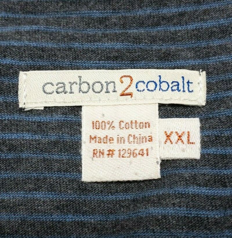 Carbon 2 Cobalt Men's 2XL Henley Collar Blue Striped Long Sleeve Shirt