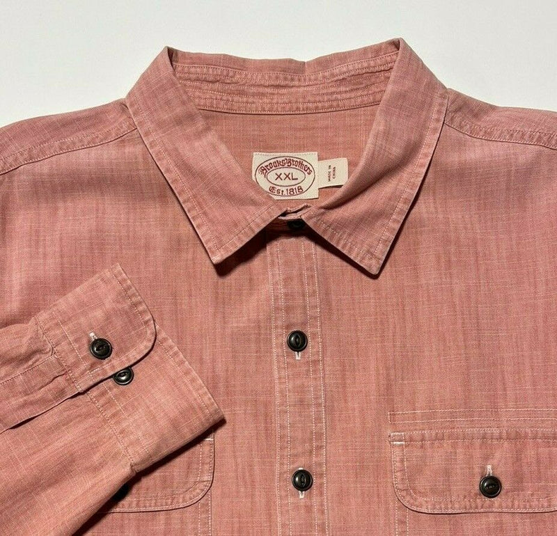 Brooks Brothers Pink Loop Collar Long Sleeve Button-Front Shirt Men's 2XL