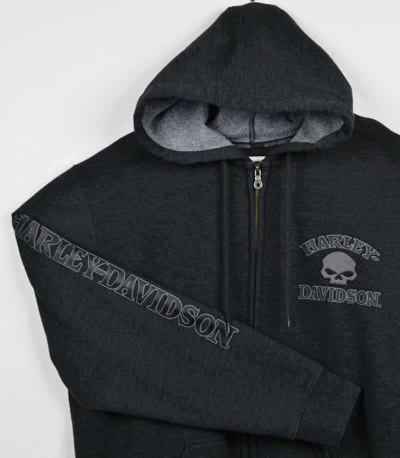 Harley-Davidson Men's XL Willie G Skull Full Zip Gray Biker Hoodie Sweatshirt