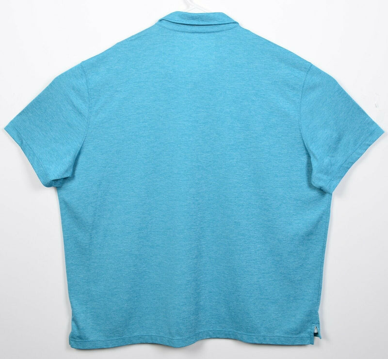Duluth Trading Co Men's 2XL Heather Turquoise Blue Polyester Pocket Polo Shirt