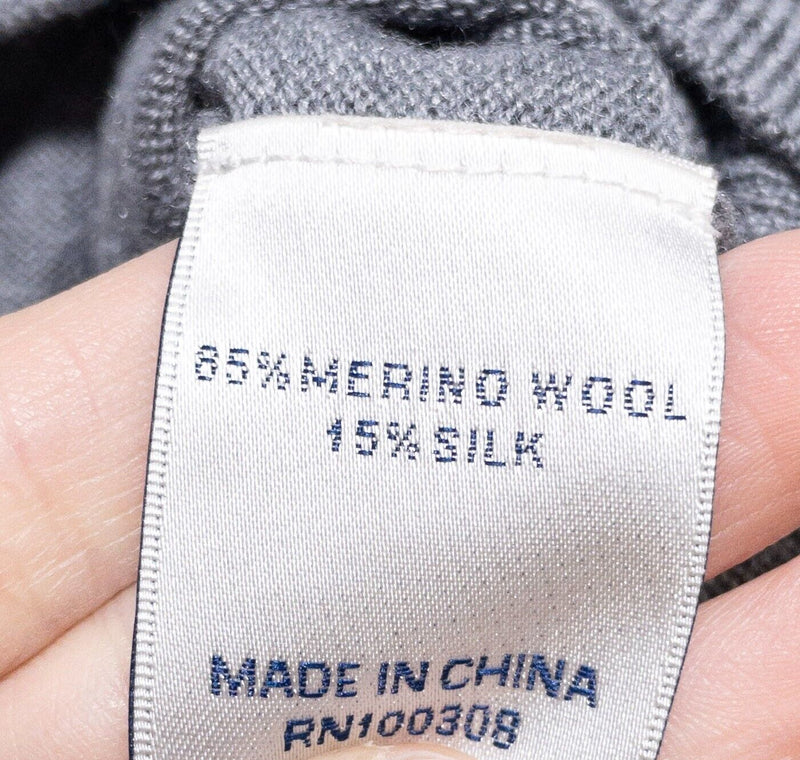 Peter Millar Sweater Men's XL Merino Wool Silk Blend Collared Gray Knit Polo