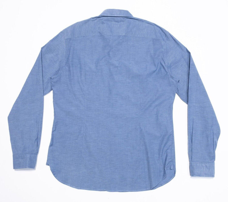 John Varvatos Luxe Shirt Large Men's Long Sleeve Blue Pockets Cotton Blend