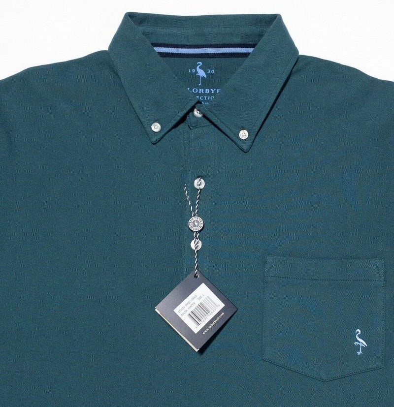 Tailorbyrd Polo Large Men's Shirt Solid Green Cotton Spandex Blend Short Sleeve