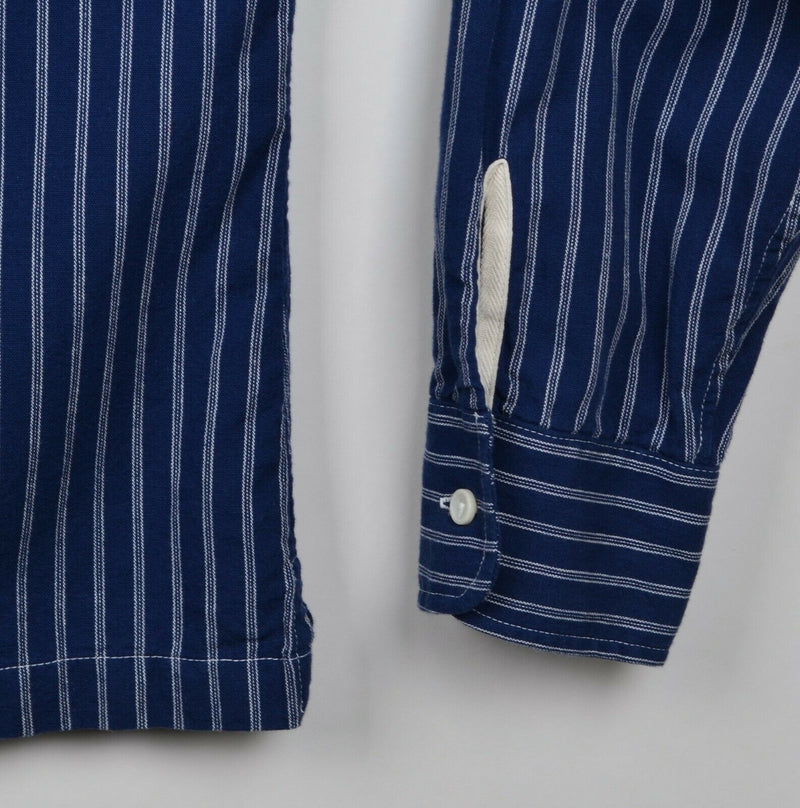Taylor Stitch Men's Sz 42 Large Blue Striped California Made Button-Down Shirt
