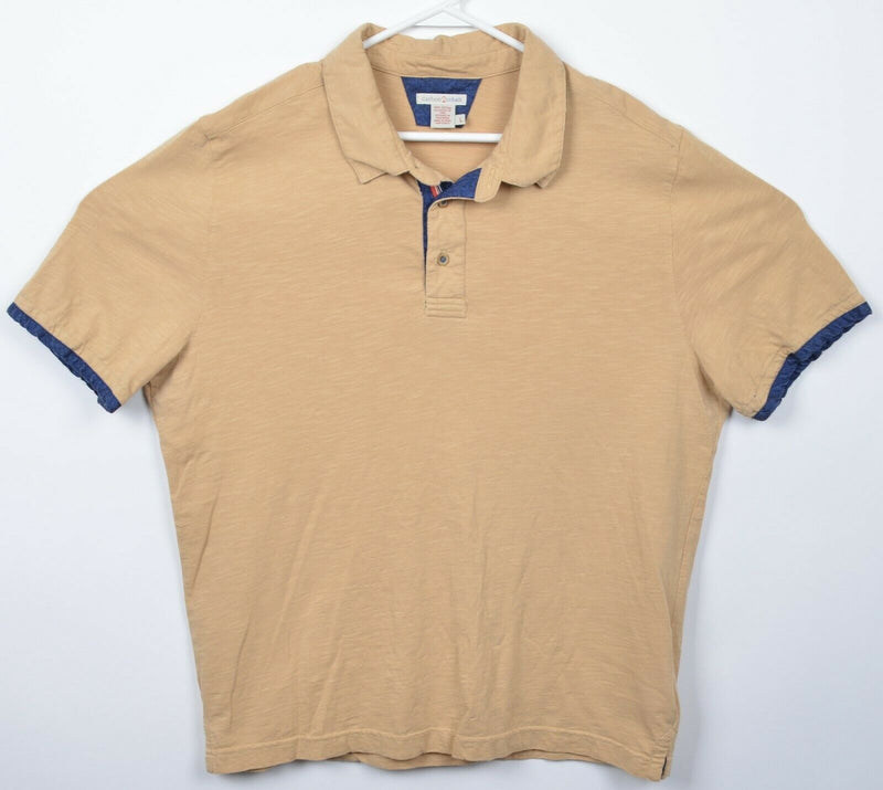 Carbon 2 Cobalt Men's Large Golden Yellow Navy Blue Short Sleeve Polo Shirt