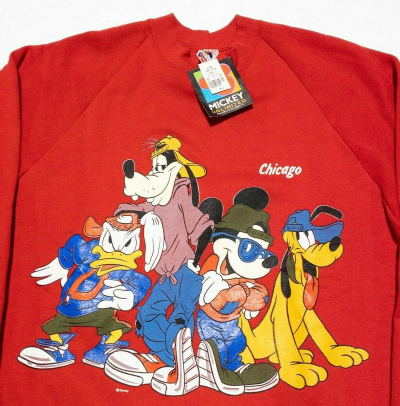 Disney Mickey Unlimited Vintage 90s Sweatshirt Gang Chicago Red Adult 2XL