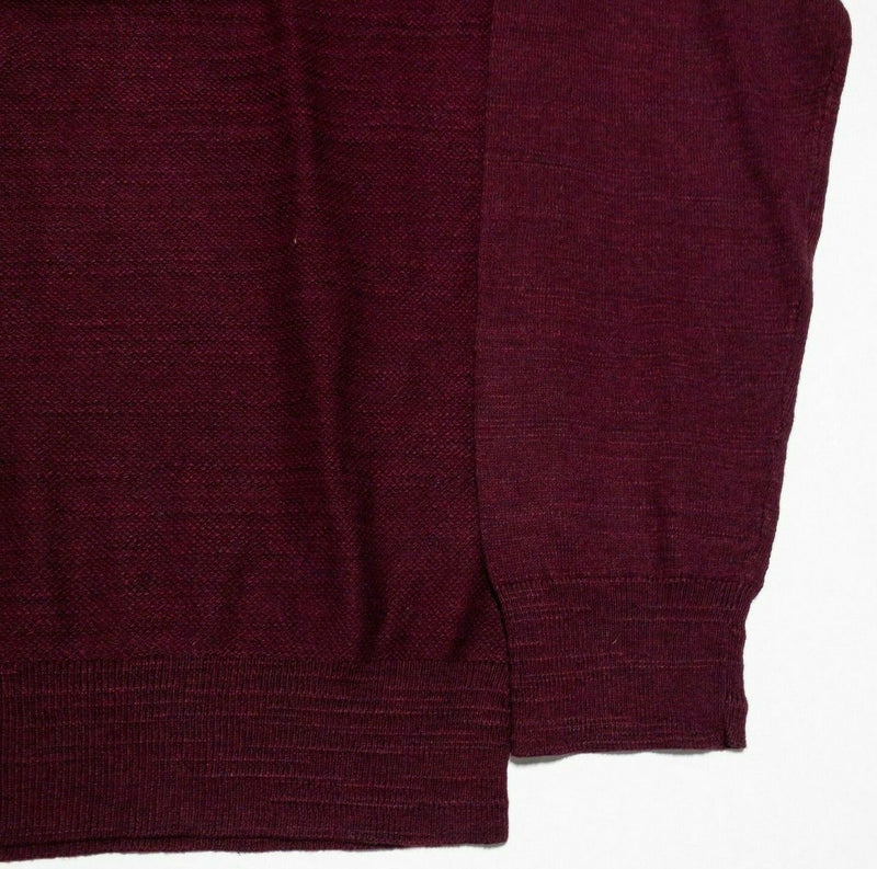 J. Crew Men's Large Slim Solid Burgundy Red Crewneck Rugged Cotton Sweater