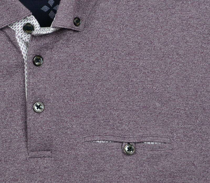 Ted Baker London Men's Sz 5 Heather Purple Polyester Button-Down Polo Shirt