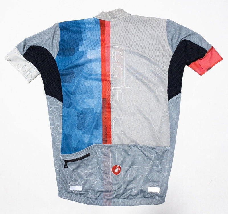 Castelli Cycling Jersey Men's XL Rodeo Jersey Full Zip Race Gray Geometric