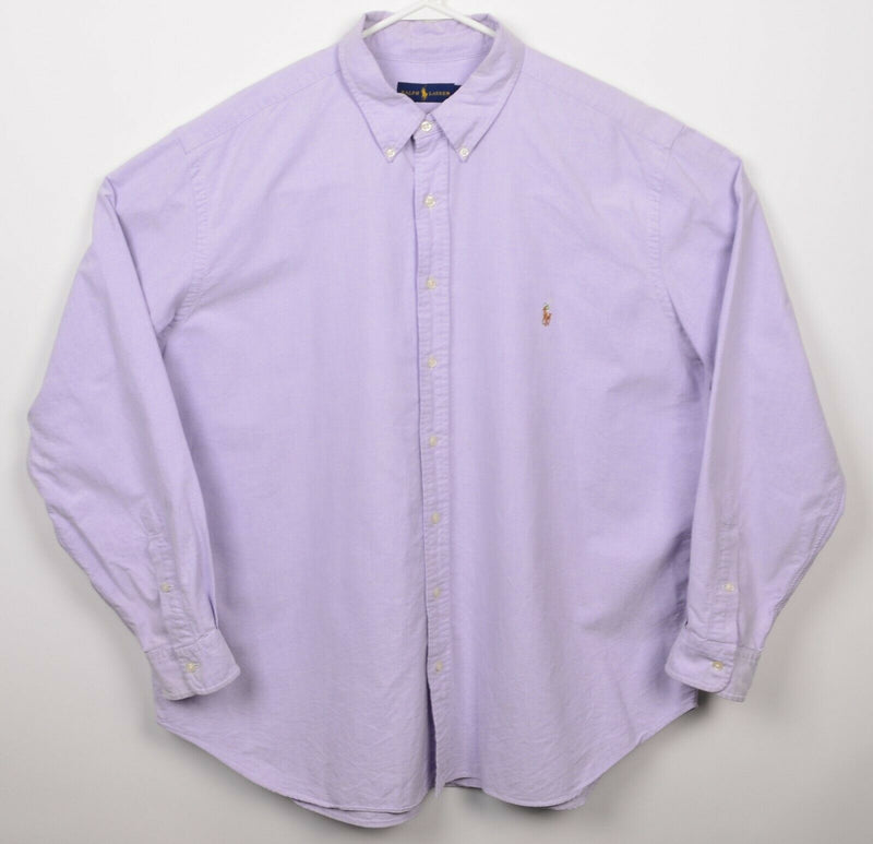 Polo Ralph Lauren Men 2XB 2XL Big Solid Lavender Purple Oxford Button-Down Shirt