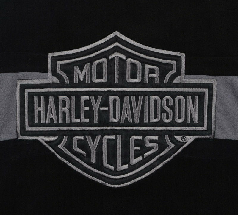 Harley-Davidson Men’s XL Logo Shield Black Gray Full Zip Mesh Lined Fleece Vest