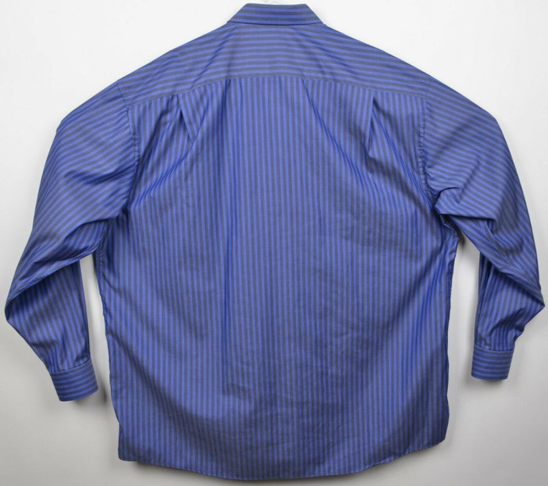 Eton Classic Men's 19.5/49 Blue Striped Long Sleeve Button-Front Dress Shirt