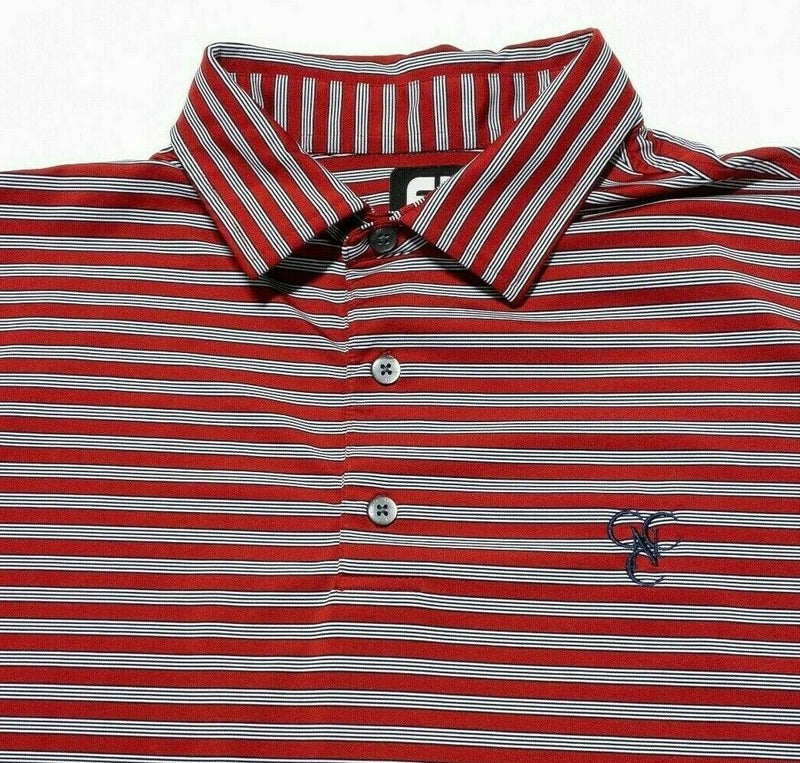 FootJoy Golf Polo XL Men's Wicking Performance Red Gray Striped Short Sleeve