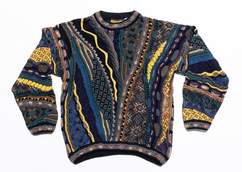 Vintage Coogi Style Sweater Men's Large Seven Oaks 3D Textured 90s Colorful