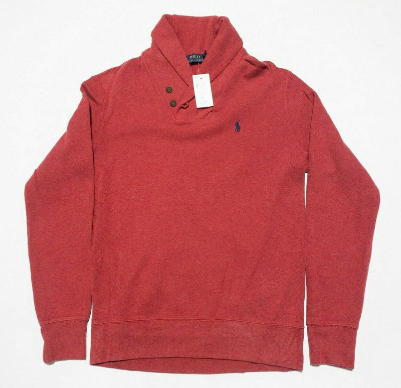 Polo Ralph Lauren Men's Medium Red/Pink Shawl Collar High Neck Fleece Sweater