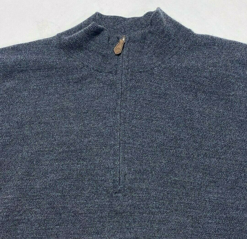 Brooks Brothers Saxxon Wool Men's 3XL Solid Blue 1/4 Zip Pullover Knit Sweater