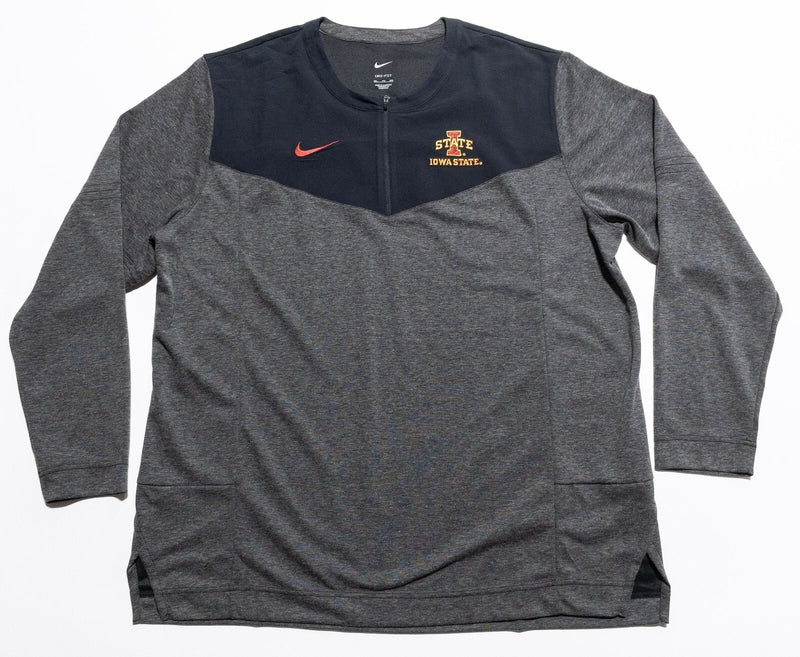 Iowa State Team Issue Nike Jacket Men's 2XL Pullover 1/4 Zip Gray Black Swoosh