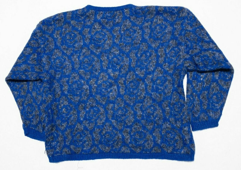 Benetton Sweater Women's Fits Large Blue Paisley Italy Vintage Crewneck Pullover