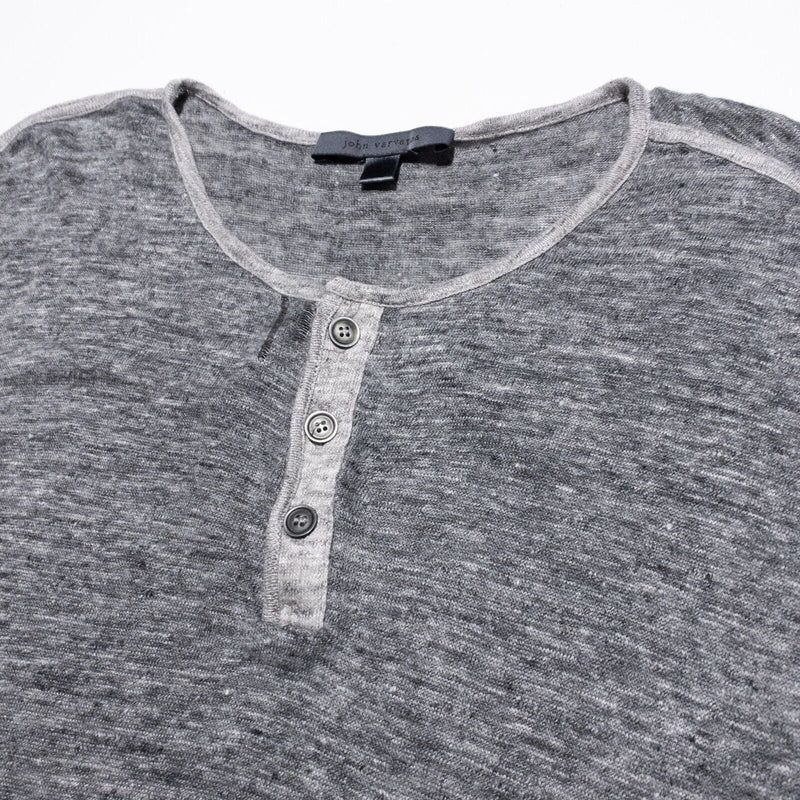 John Varvatos Collection Henley T-Shirt Large Men's Linen Short Sleeve Gray