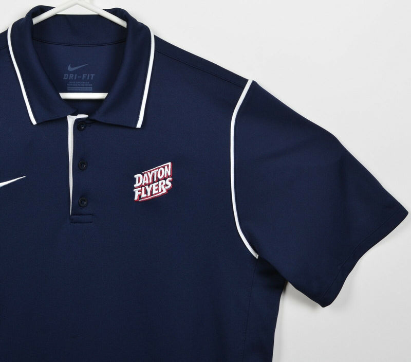 Dayton Flyers Men's Medium Nike Dri-Fit Navy Blue Polyester Wicking Polo Shirt